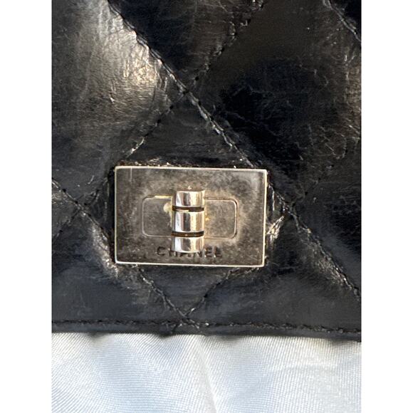 🍒 CHANEL 2.55 Line Matelasse Long Wallet Black Leather Quilted France w/Dustbag - Picture 4 of 13